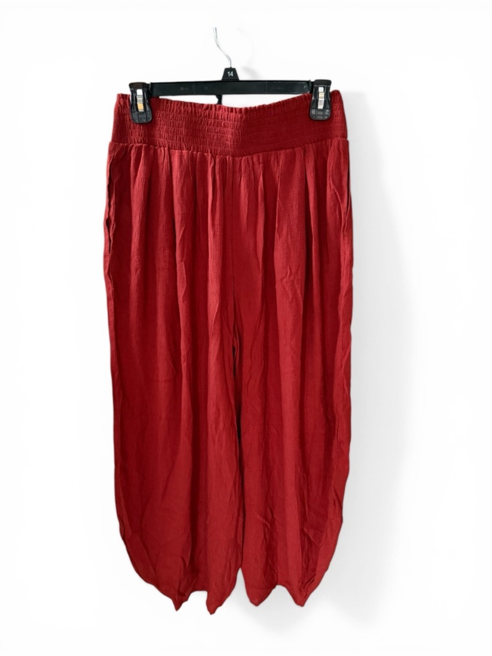 HALARA Burgundy Barrel Linen Pants Size Small - Picture 3 of 3